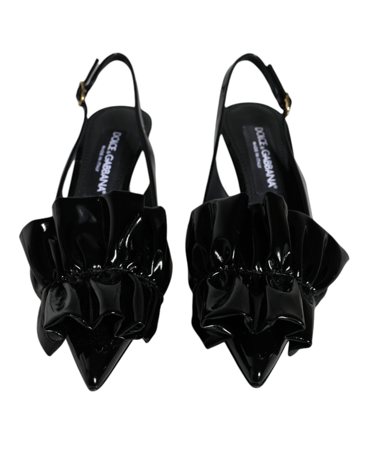Dolce & Gabbana Black Patent Leather Slingback Heels