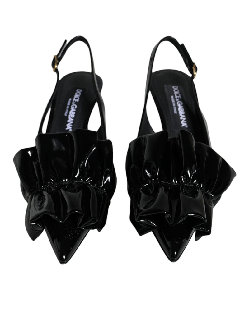 Dolce & Gabbana Black Patent Leather Slingback Heels