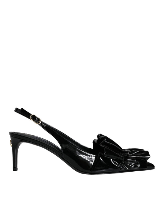 Dolce & Gabbana zwarte lakleren hakken met slingback-model