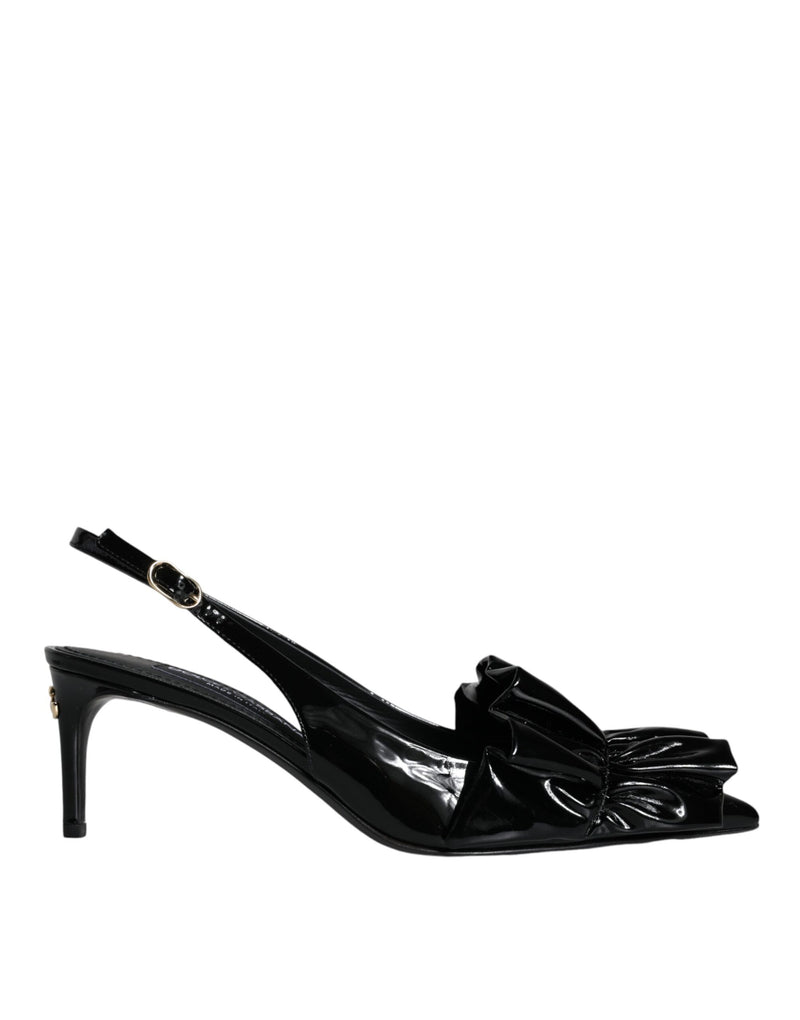 Dolce & Gabbana Black Patent Leather Slingback Heels