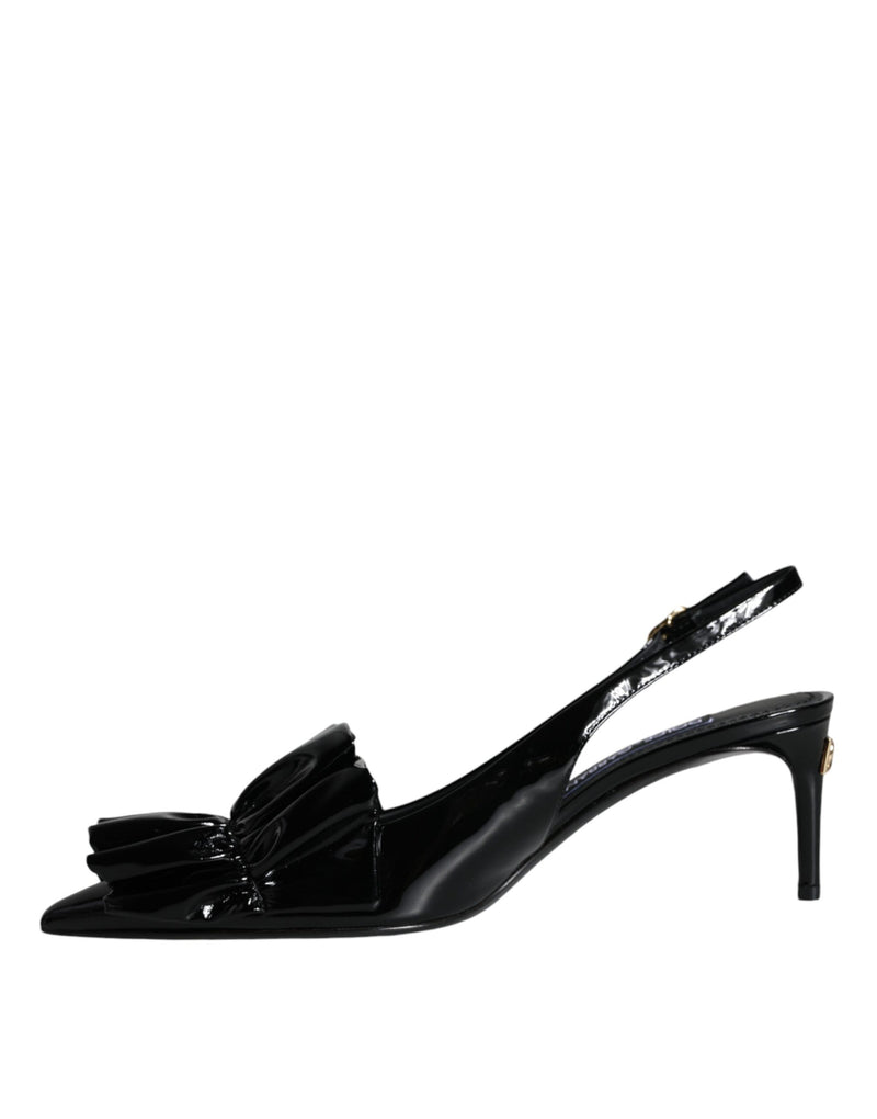 Dolce & Gabbana Black Patent Leather Slingback Heels
