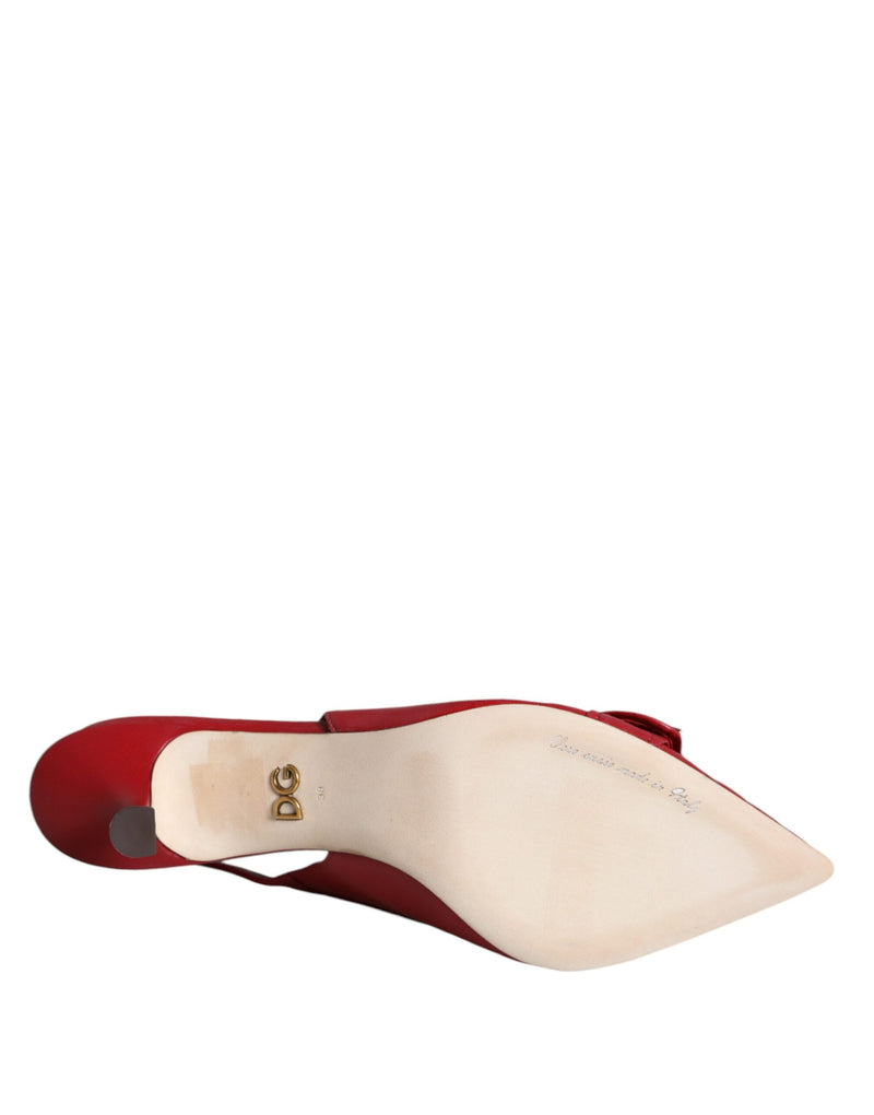 Dolce & Gabbana Red Devotion Leather Slingback Heels