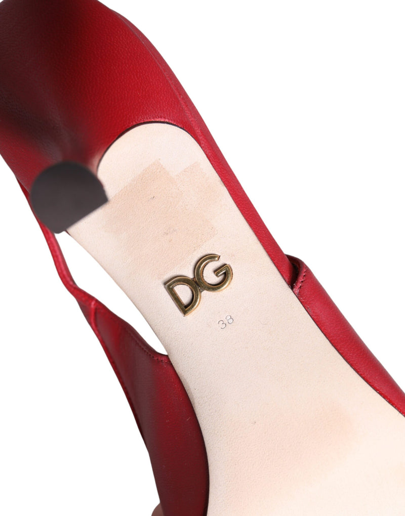 Dolce & Gabbana Red Devotion Leather Slingback Heels