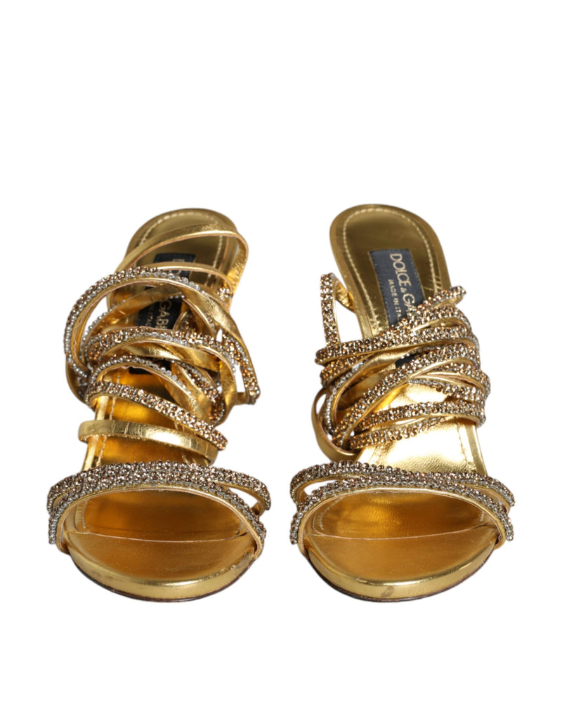 Dolce & Gabbana Gold Crystals Keira Heels Sandals