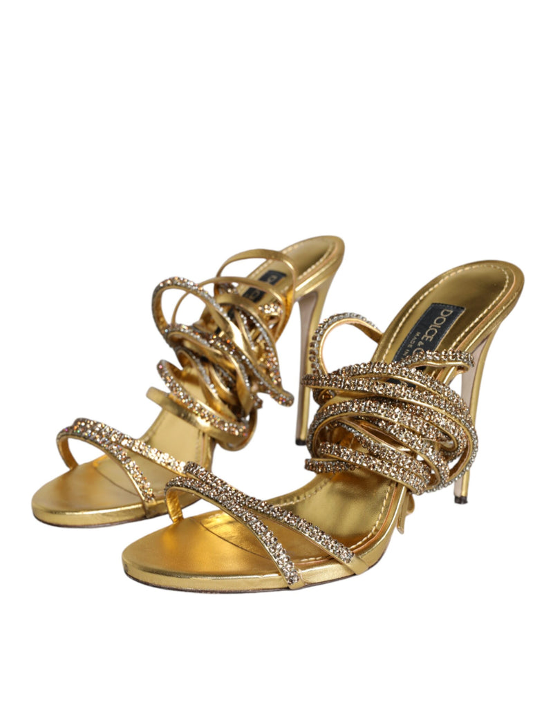 Dolce & Gabbana Gold Crystals Keira Heels Sandals