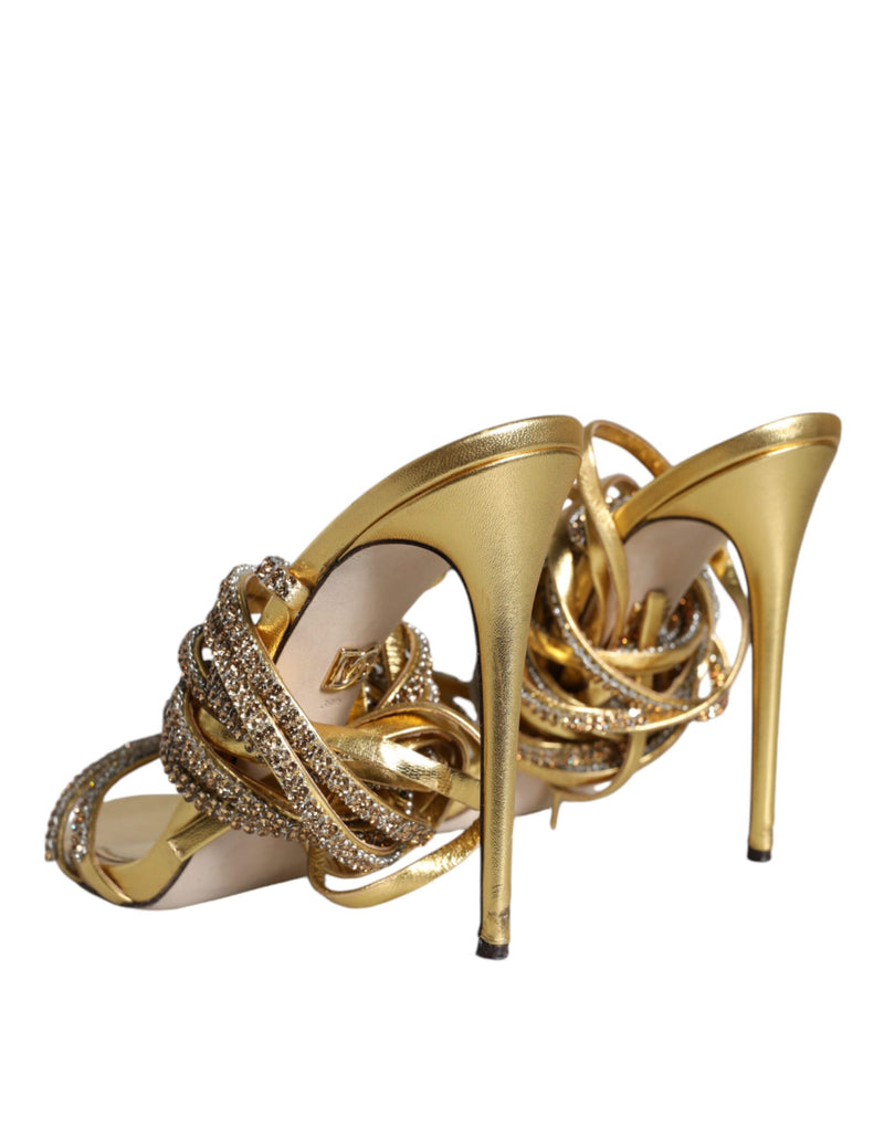 Dolce & Gabbana Gold Crystals Keira Heels Sandals