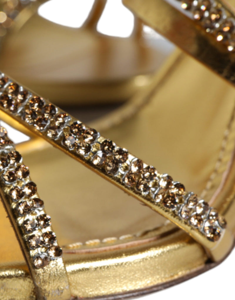 Dolce & Gabbana Gold Crystals Keira Heels Sandals