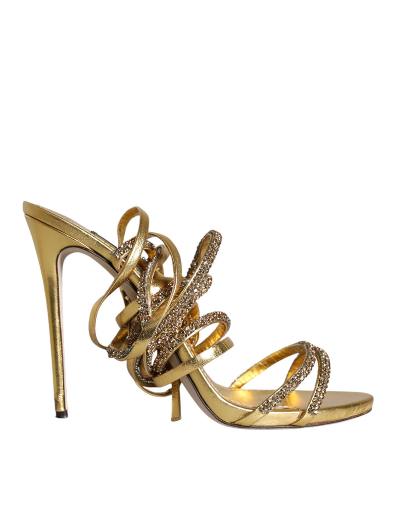 Dolce & Gabbana Gold Crystals Keira Heels Sandals