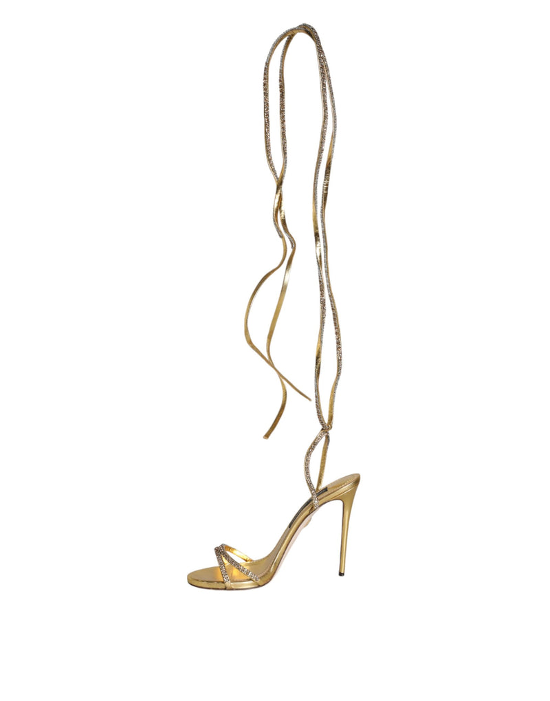 Dolce & Gabbana Gold Crystals Keira Heels Sandals