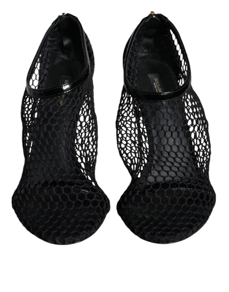 Dolce & Gabbana Keira Sandals en Cuir Noir avec Bride Cheville