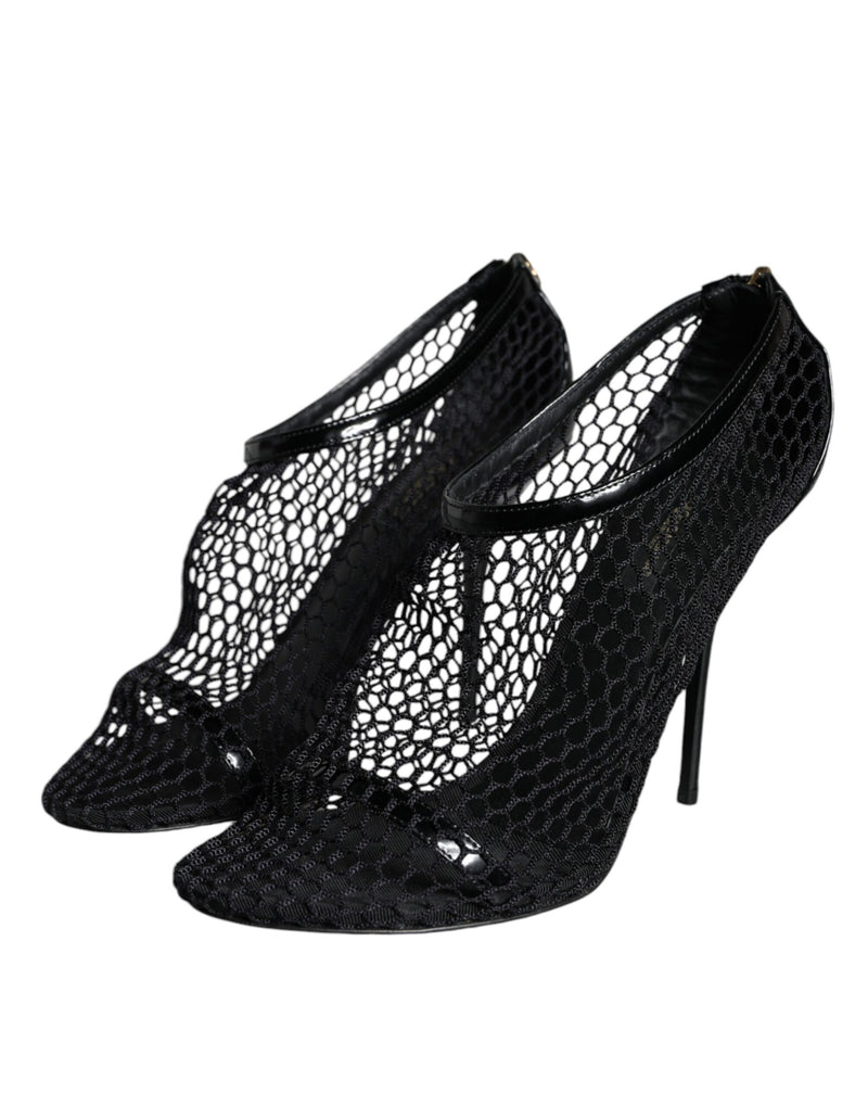 Dolce & Gabbana Keira Sandals en Cuir Noir avec Bride Cheville