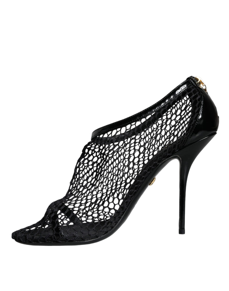 Dolce & Gabbana Keira Sandals en Cuir Noir avec Bride Cheville
