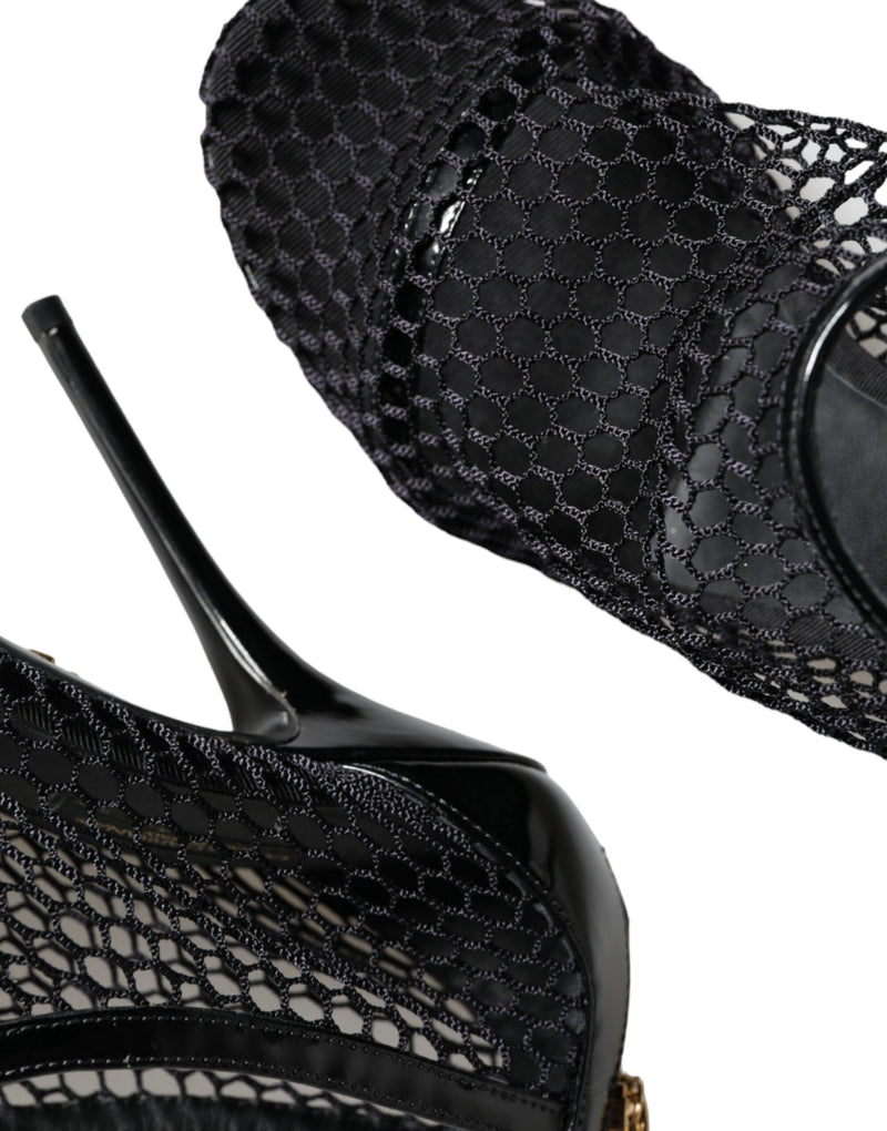 Dolce & Gabbana Keira Sandals en Cuir Noir avec Bride Cheville