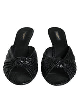 Dolce & Gabbana Black Python Leather Heels Slides Sandals