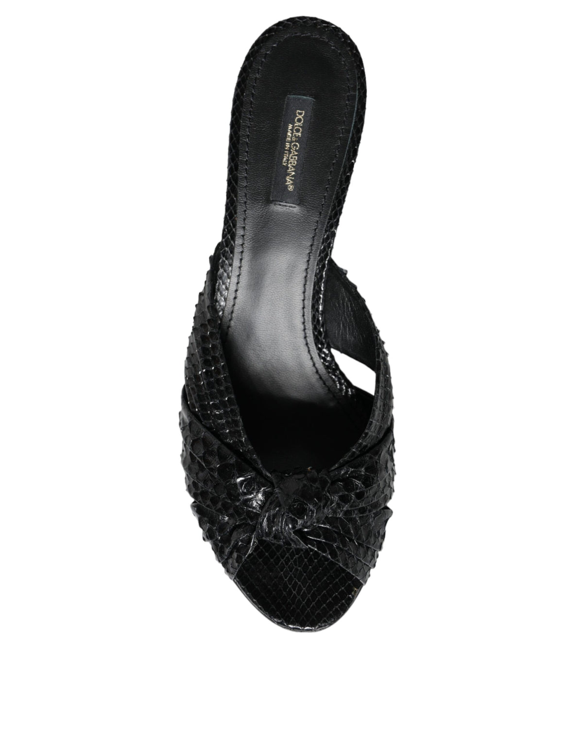 Dolce & Gabbana Black Python Leather Heels Slides Sandals