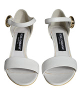 Dolce & Gabbana Keira White Leather Heels Sandals