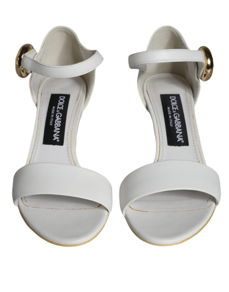 Dolce & Gabbana Keira White Leather Heels Sandals