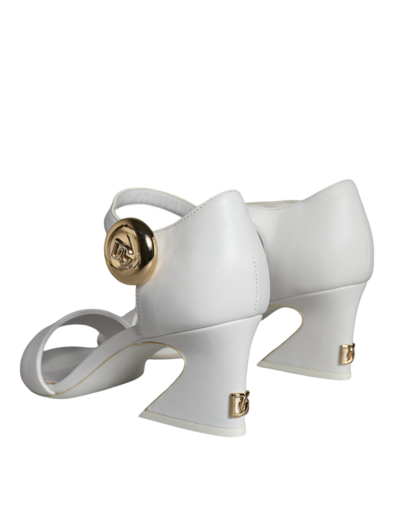 Dolce & Gabbana Keira White Leather Heels Sandals