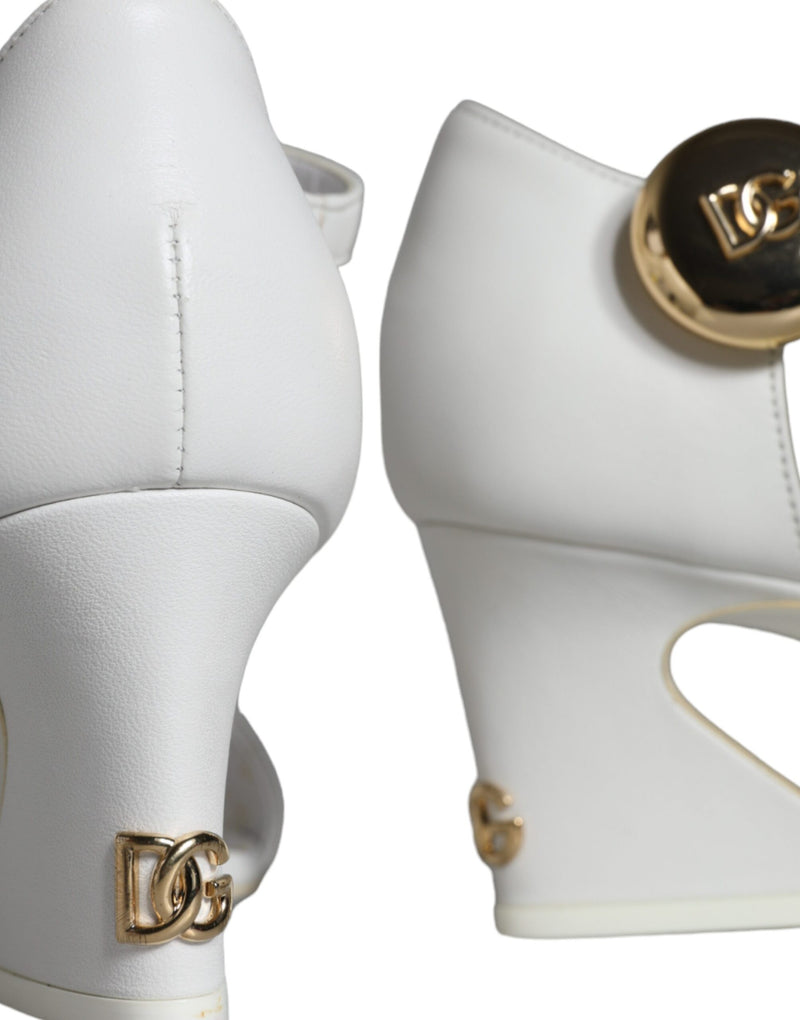 Dolce & Gabbana Keira White Leather Heels Sandals