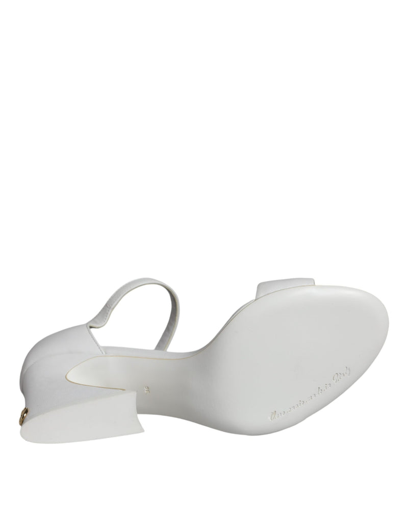 Dolce & Gabbana Keira White Leather Heels Sandals