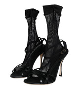 Dolce & Gabbana Black Mesh Stiletto Heels Sandals
