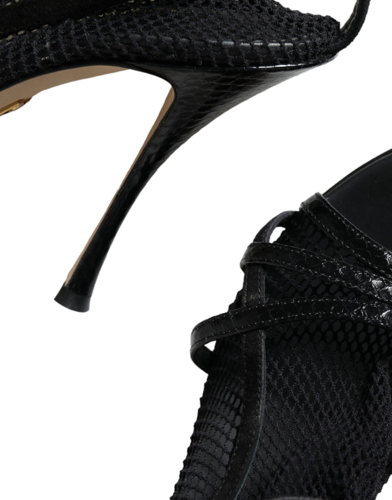 Dolce & Gabbana Black Mesh Stiletto Heels Sandals