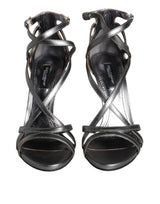 Dolce & Gabbana Silver Keira Leather Heels Sandals
