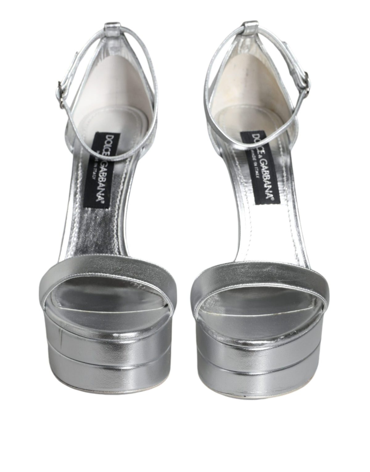 Sandales plateformes Keira en cuir argent Dolce & Gabbana