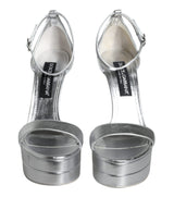 Sandales plateformes Keira en cuir argent Dolce & Gabbana
