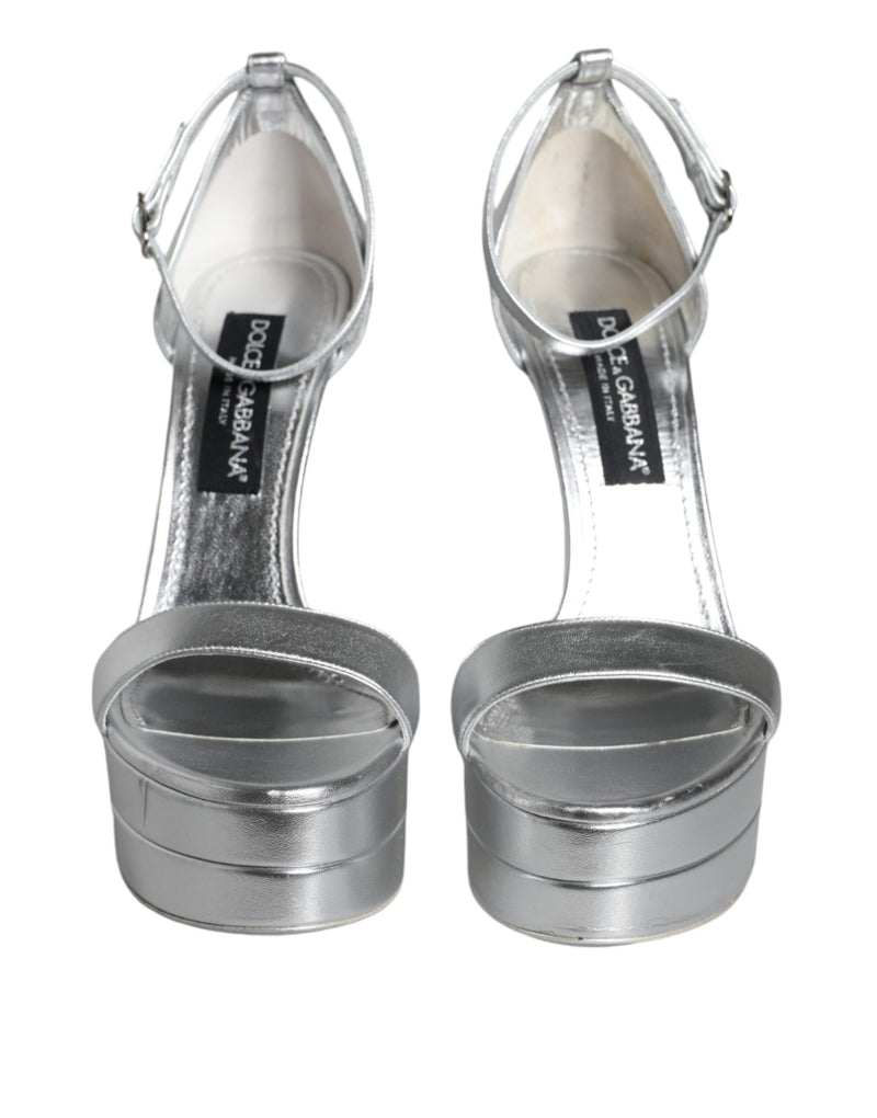 Sandales plateformes Keira en cuir argent Dolce & Gabbana