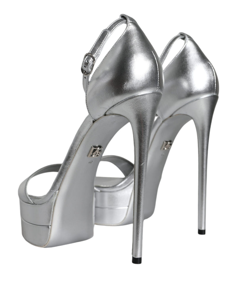 Sandales plateformes Keira en cuir argent Dolce & Gabbana