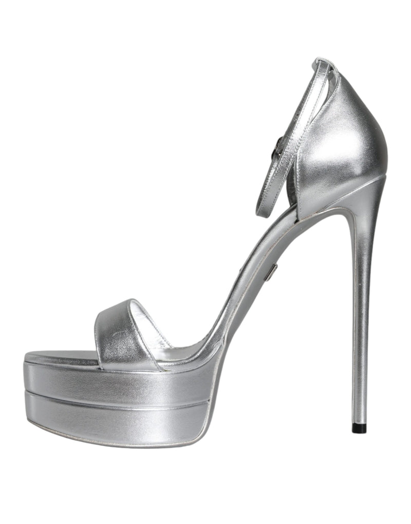 Sandales plateformes Keira en cuir argent Dolce & Gabbana