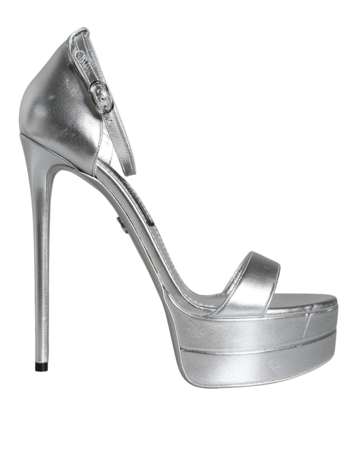 Sandales plateformes Keira en cuir argent Dolce & Gabbana
