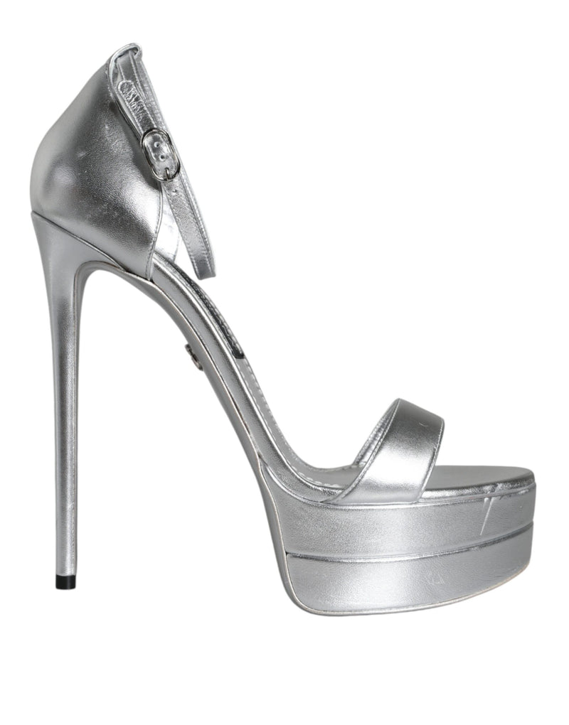Sandales plateformes Keira en cuir argent Dolce & Gabbana