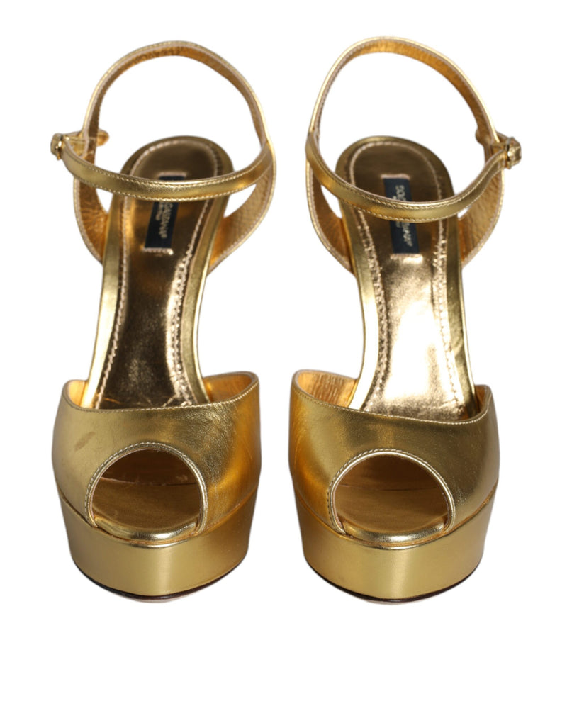 Dolce & Gabbana Gold Bette Leather Heels Sandals