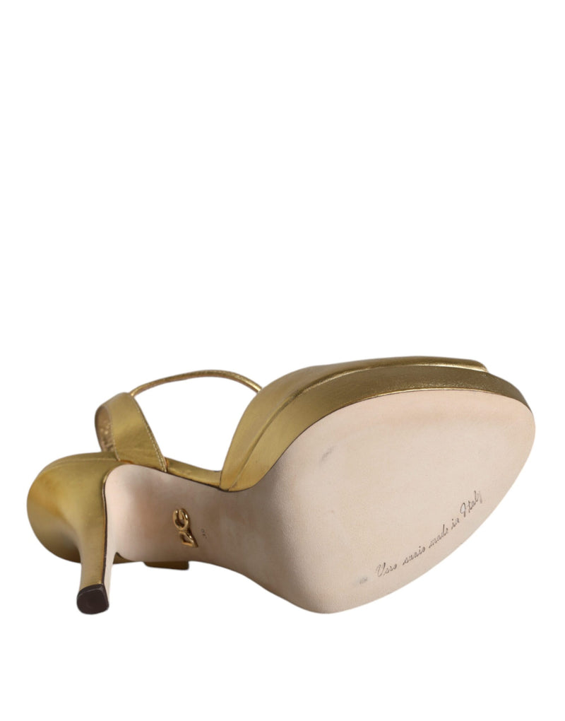 Dolce & Gabbana Gold Bette Leather Heels Sandals