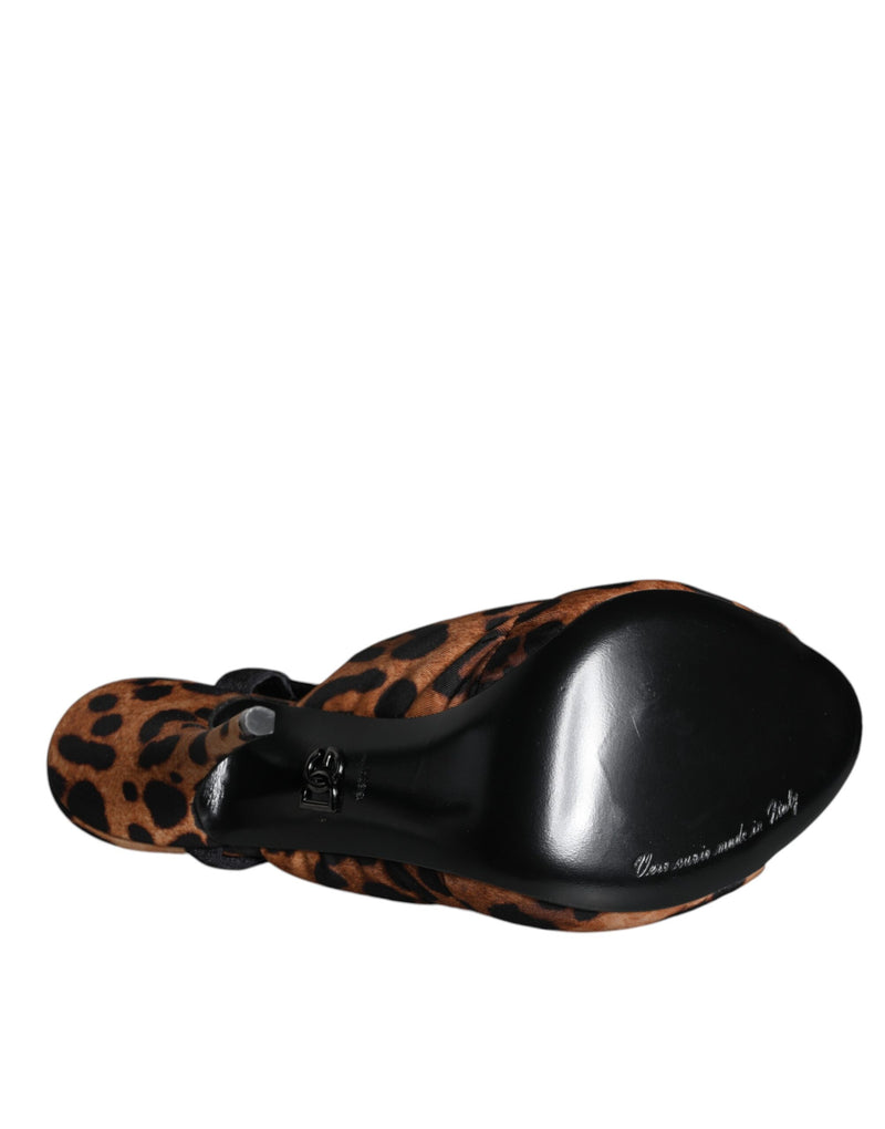 Sandales Dolce & Gabbana Keira Slingback Léopard Marron