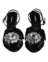 Dolce & Gabbana Black Crystal Ankle Strap Sandals