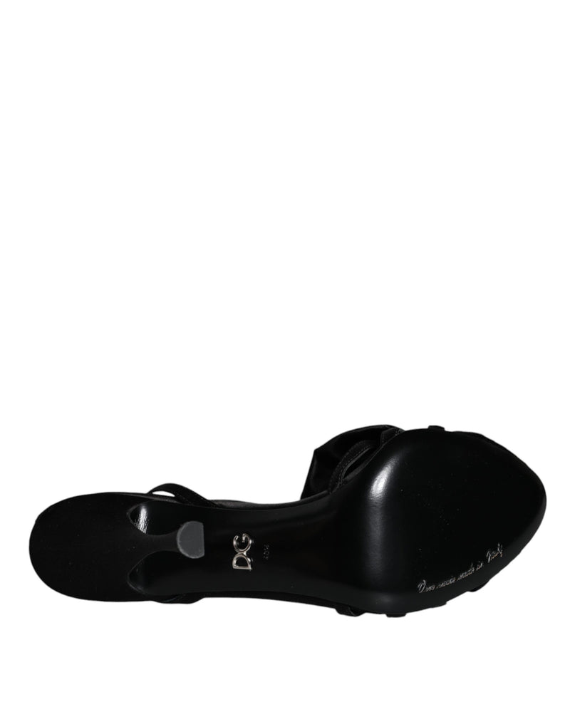 Dolce & Gabbana Black Crystal Ankle Strap Sandals