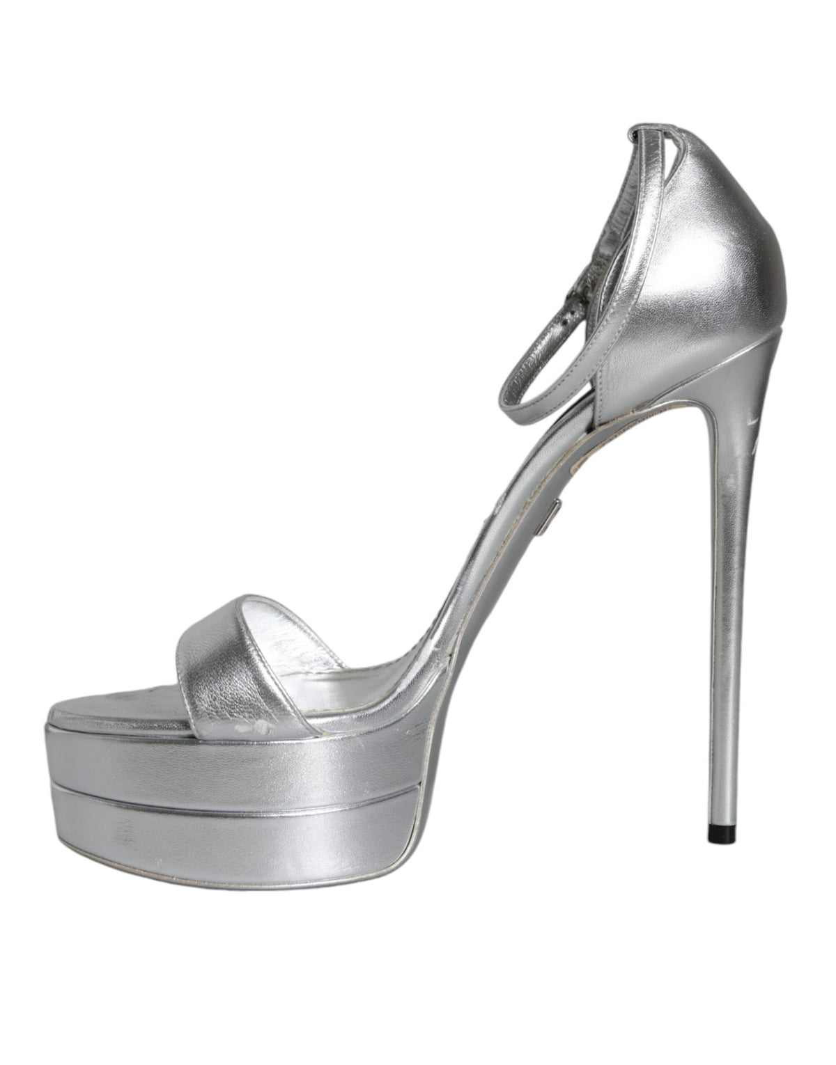 Dolce & Gabbana KEIRA Sandales à Talons Argent à Bride Cheville
