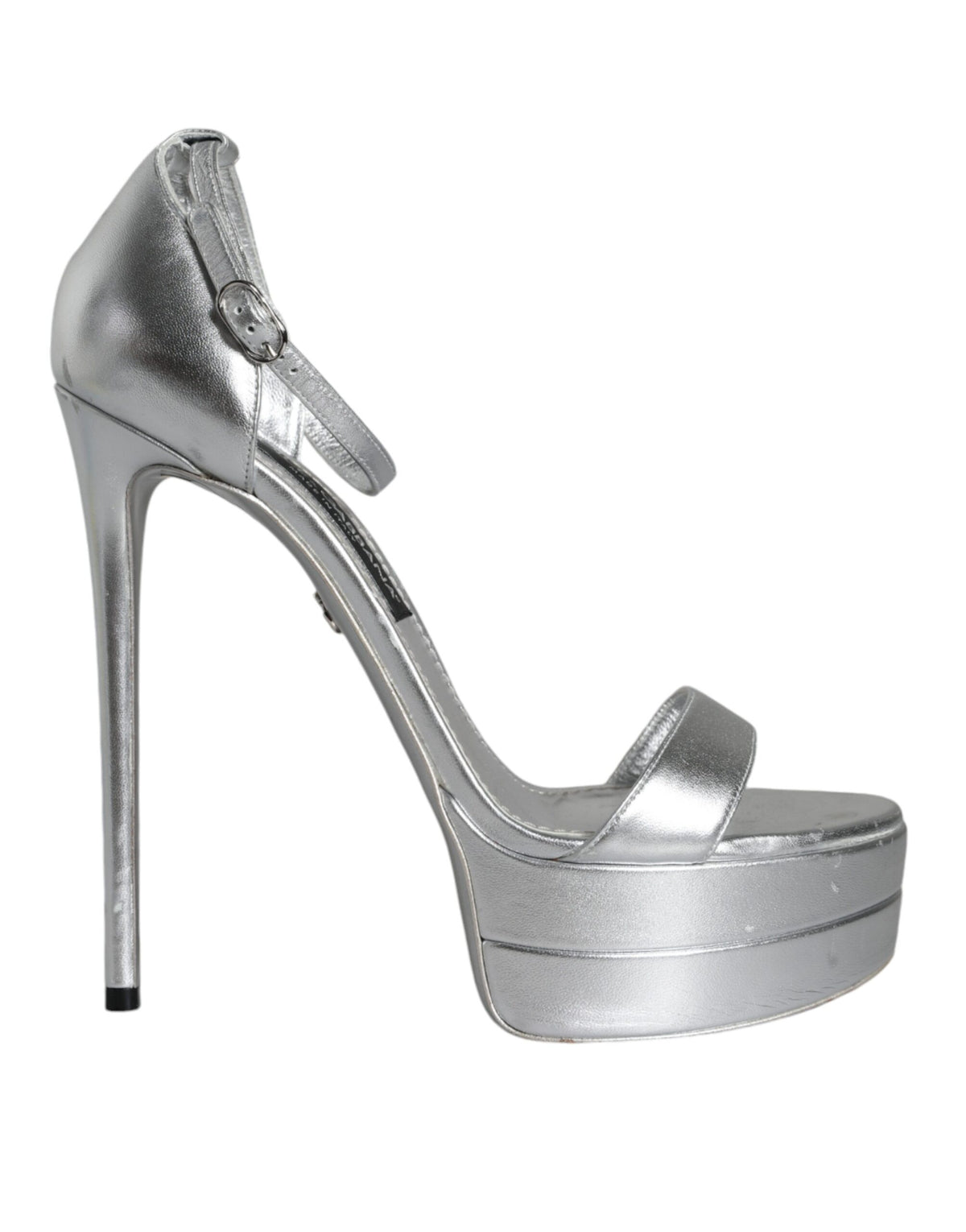 Dolce & Gabbana KEIRA Sandales à Talons Argent à Bride Cheville