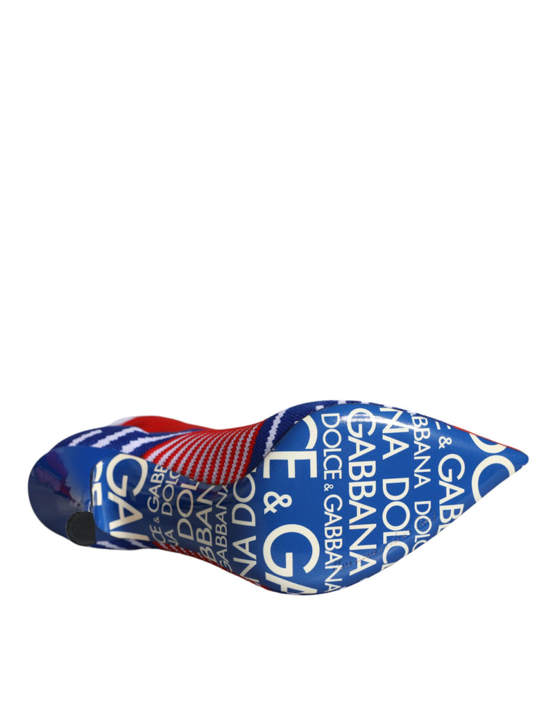 Dolce & Gabbana Red Blue Stretch Sock Style Ankle Boots
