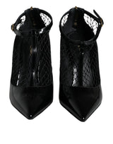 Dolce & Gabbana Black Mesh Patent Leather Heels Pumps