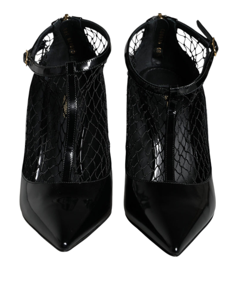 Dolce & Gabbana Black Mesh Patent Leather Heels Pumps