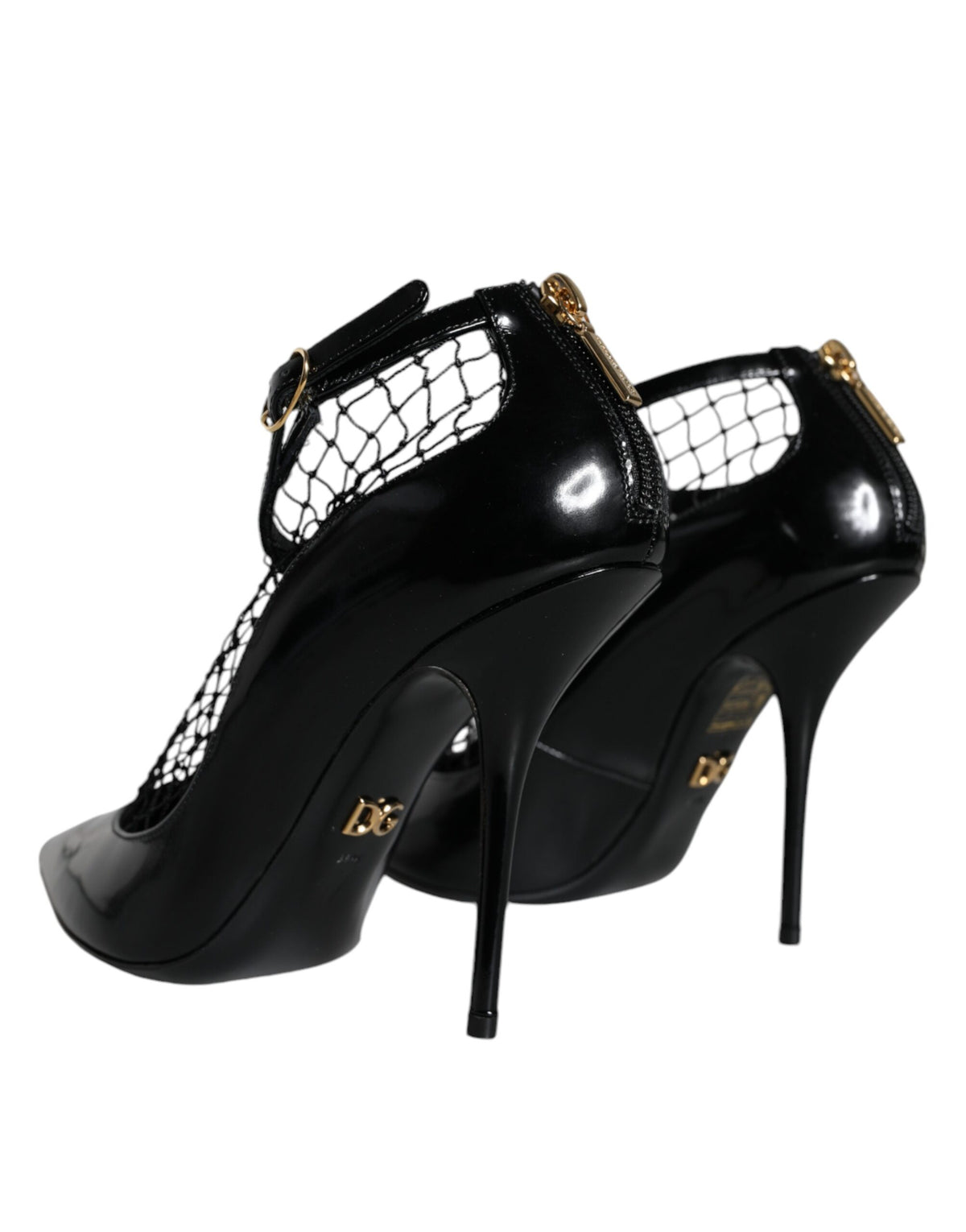 Dolce & Gabbana Black Mesh Patent Leather Heels Pumps