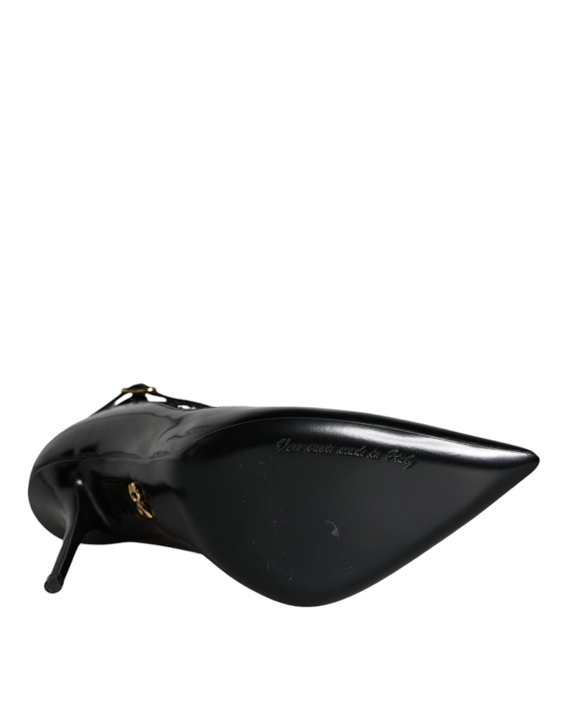 Dolce & Gabbana Black Mesh Patent Leather Heels Pumps