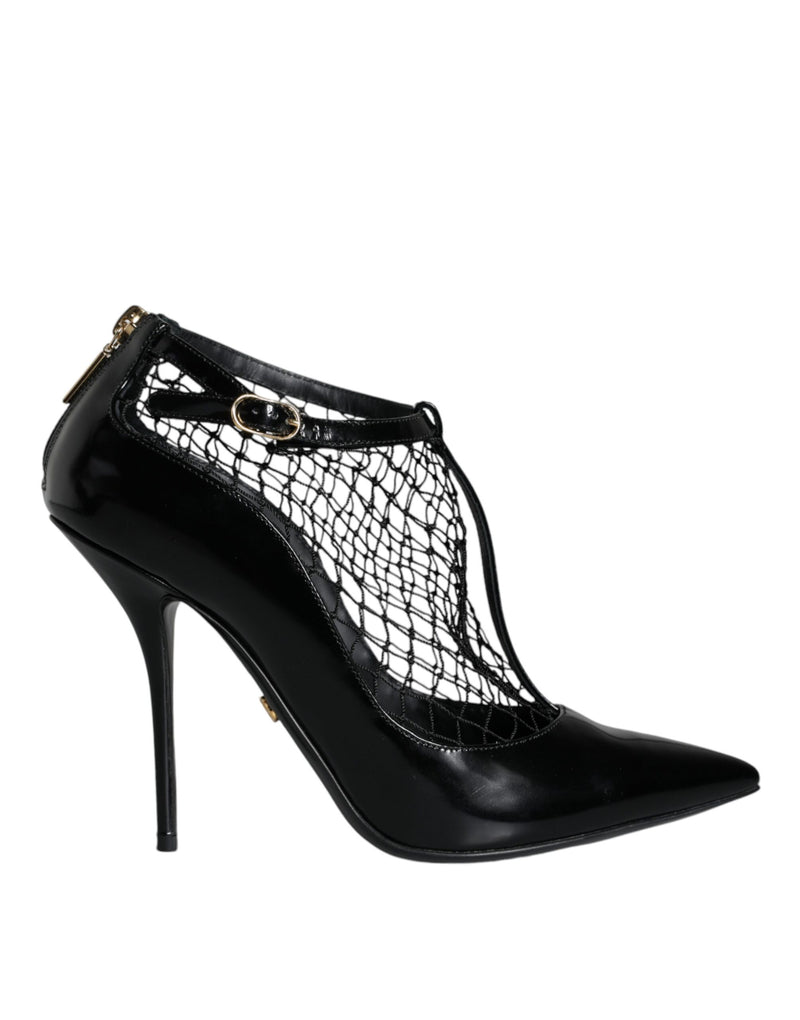 Dolce & Gabbana Black Mesh Patent Leather Heels Pumps