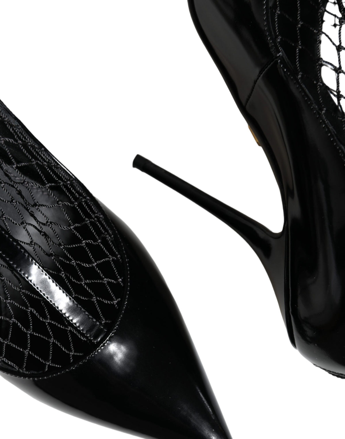 Dolce & Gabbana Black Mesh Patent Leather Heels Pumps