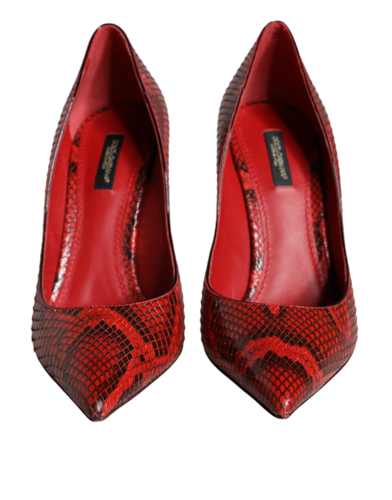 Dolce & Gabbana Red Python Leather Stiletto High Heels Pumps