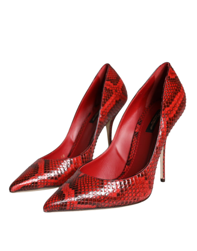 Dolce & Gabbana Red Python Leather Stiletto High Heels Pumps